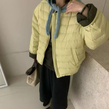 韩版洋气排骨款撞色羽绒服2705