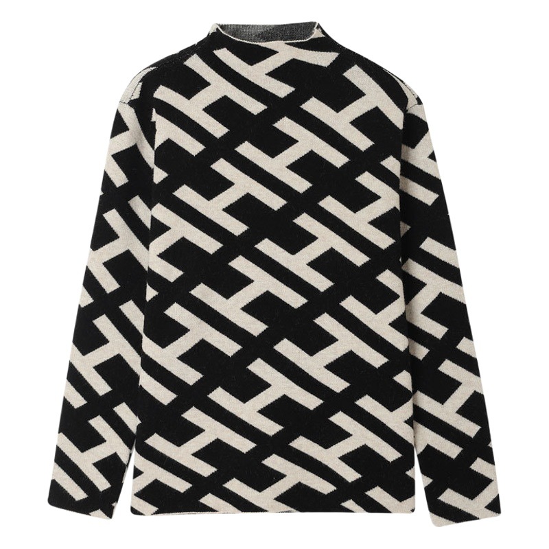Otoño/Invierno 2024 Nuevo otoño/invierno letra de pelo Jacquard top temperamento suéter versátil base delgada