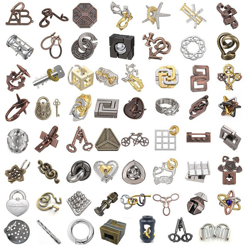 La magia del rompecabezas de oro de la aguja de herradura de bloqueo cuadrado desbloquear Luban bloqueo cerebro ardiente Kong Ming triángulo de bloqueo de la cadena de alta IQ pick-up