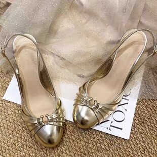 2025 Beautiful Gentle Nude Color Stiletto Sandals Women's Summer Outerwear Pleated Open Toe Roman High Heels