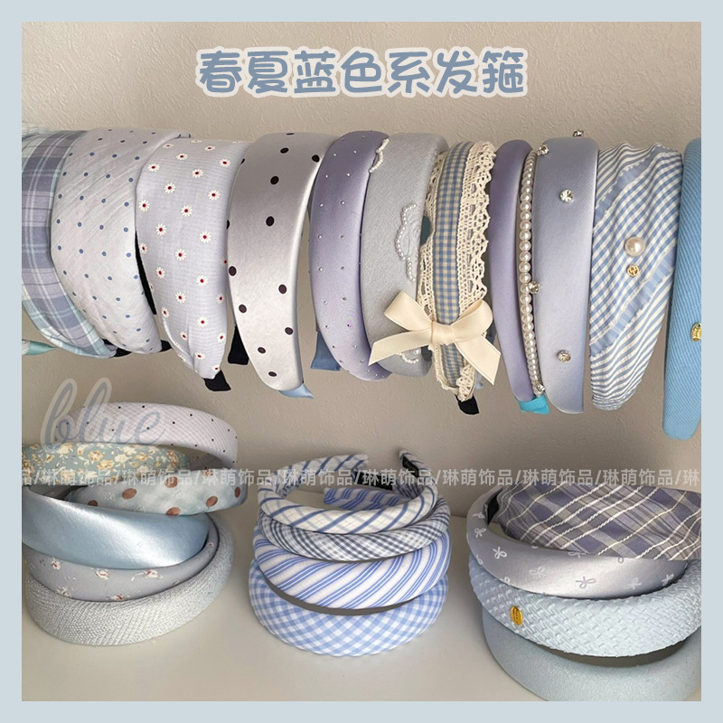 奶油蓝色小清新高颅顶发箍女2026新款头箍发卡网红洗脸发饰批发