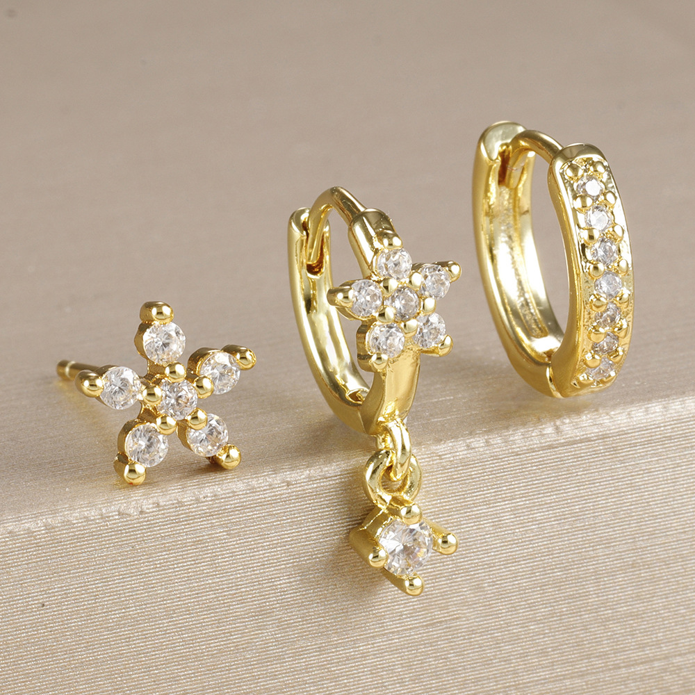 10g Weight Copper Ear Needle Material Charm Sleeper Hoop Earrings, Earrings, Ear Studs Classification 1 Set Quantity Casual, Daily, Sleeping Occasion Copper Material Circle, Flower Pattern All Seasons Season Women's Gender Elegant Style Circle Flower Copper Elegant Charm Sleeper Hoop Earrings Earrings Ear Studs 3