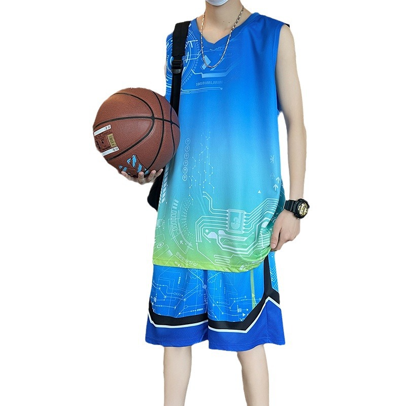 Boys and Girls Basketball Clothes suit Teenagers Trendy Sportswear V-neck Sleeveless Ice Silk Quick-dry Vest Competition Training Clothes