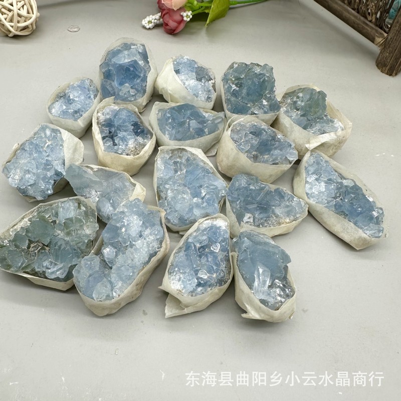 厂家批发天然水晶原石蓝水晶洞蓝晶天青石原石摆件家居摆件|undefined