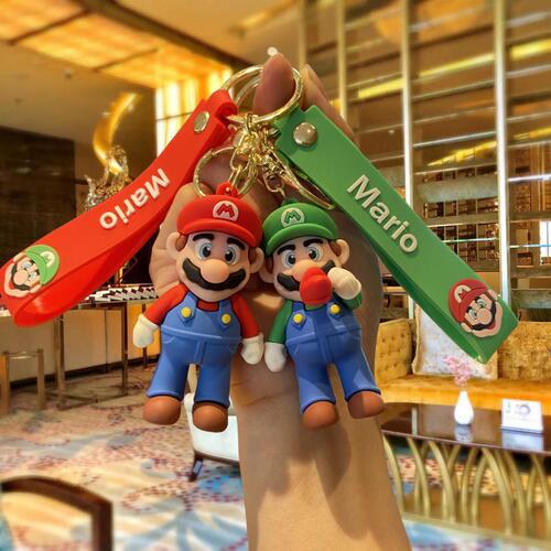 Super Mario Cartoon Keychain Mario 3D Doll School Bag Pendant Car Keychain Boys Small Gift
