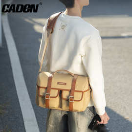 CADeN卡登单肩帆布摄影包 佳能防盗相机包英伦复古户外微单单反包