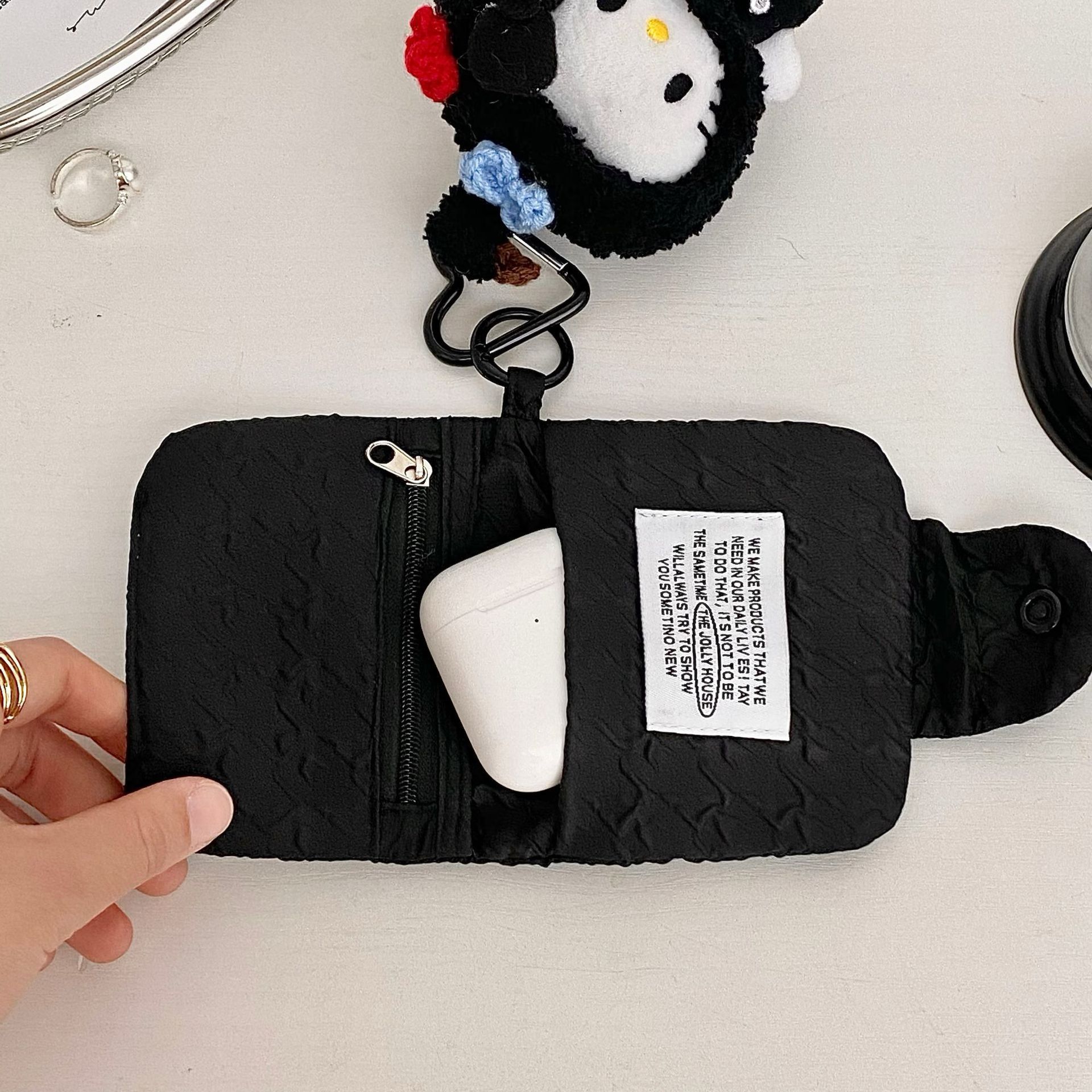 Retro nicho bolsas de auriculares mini pliegue bolsas de cambio para mujeres lindas tela almacenar monedas tarjeta de identificación bolsas de tarjetas multicapa