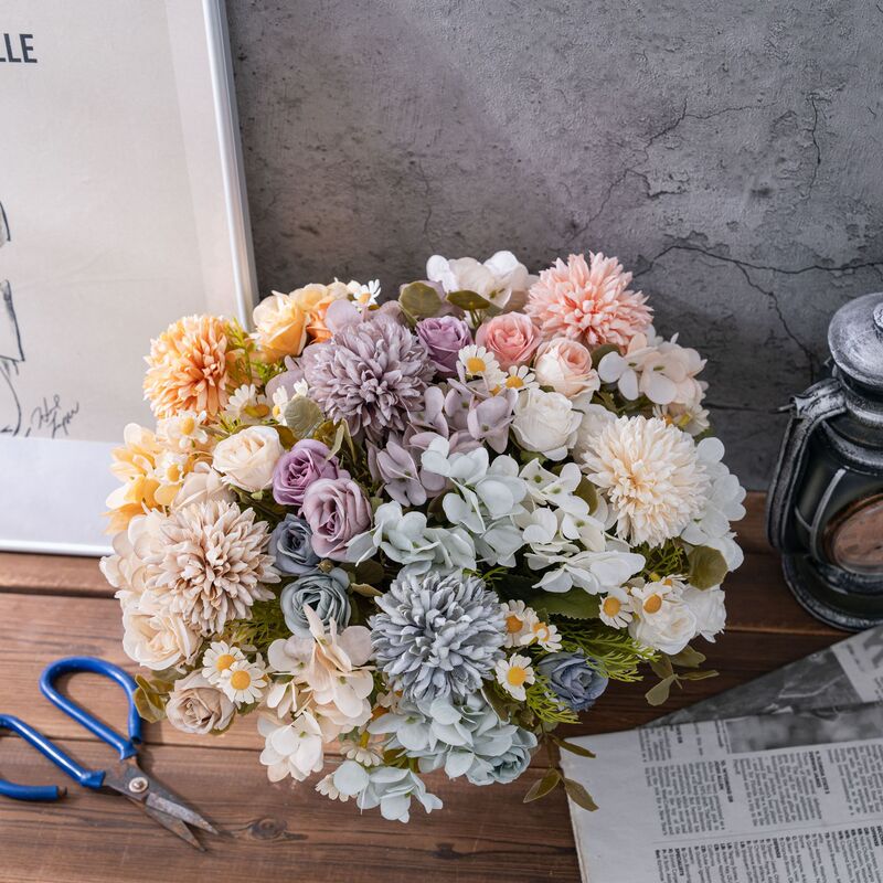 Autumn-Colored Chamomile Bouquet Artificial Flowers Manufacturer Fake Flowers Green Plants Wholesale Wedding Decoration Crafts Ins Cross-Border