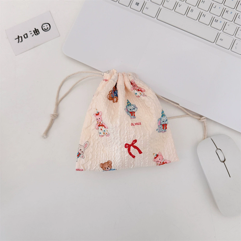 Cartoon storage bag, lipstick, handheld cosmetic bag, small bag, drawstring