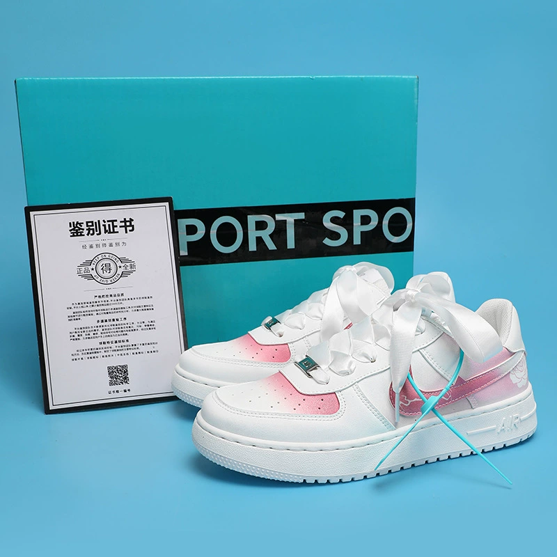 Новые кроссовки Air Force One Rose Name интернет-знаменитостей, популярные романтические шелковые розовые и белые девчачьи кроссовки Putian