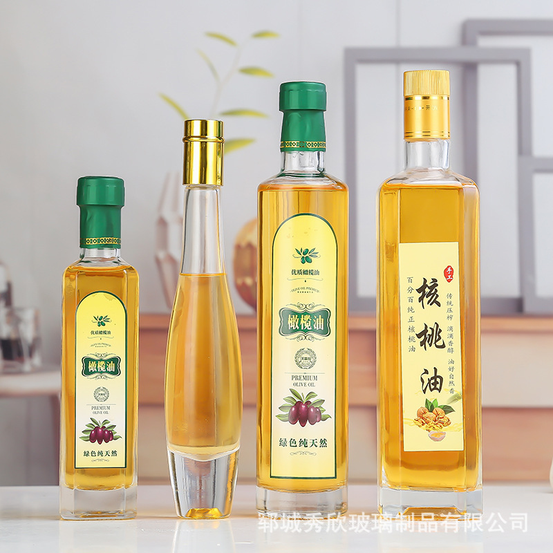 油瓶透明玻璃橄榄油瓶山茶油瓶墨绿色棕色油瓶核桃花生麻油密封瓶