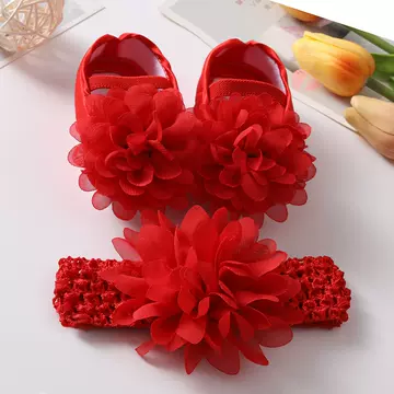 2022 new baby shoes hair band suit European and American flower lovely princess shoes 0-3-6-9-12 month baby shoes - ShopShipShake