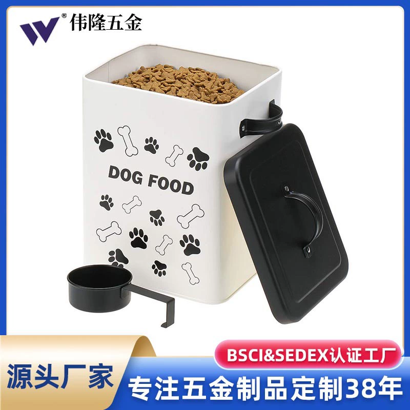 Олово ПЭТ ведро хранения ПЭТ Белое с железной ложкой герметичная кошка зерно бочка