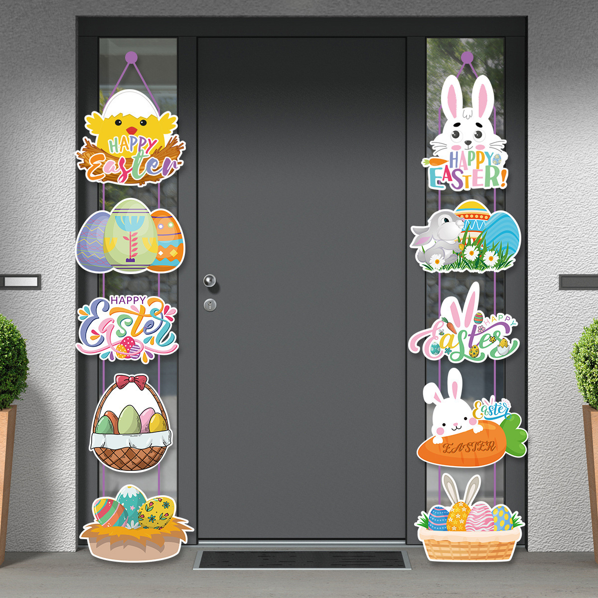 European and American Easter Egg Cute Rabbit Decoration Couple Doors Curtain Cross-border New Easter Decoration Door Hanger Banner
