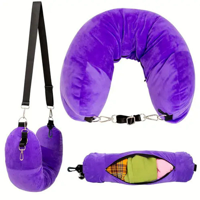 Популярная трансграничная подушка для защиты шеи в самолете, портативная U-образная наволочка, можно наполнить одеждой и багажом, можно хранить в дорожной сумке.
