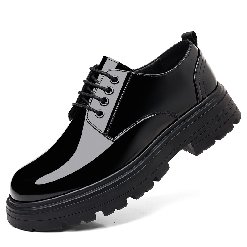 Men's Thick Sole Dress Shoes Oxfords Leather Wedding Shoes_vogvips.com