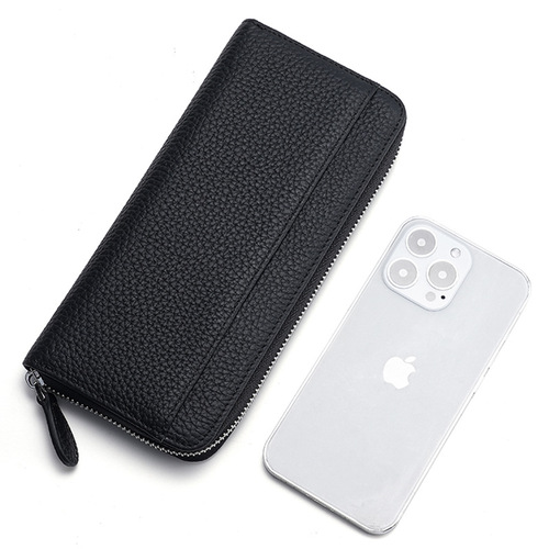 Japanese Style Genuine Leather Men's and Women's Wallet RFID Anti-Magnetic Anti-Theft Credit Card Slot Money Clip Long Handbag Cowhide Coin Purse 