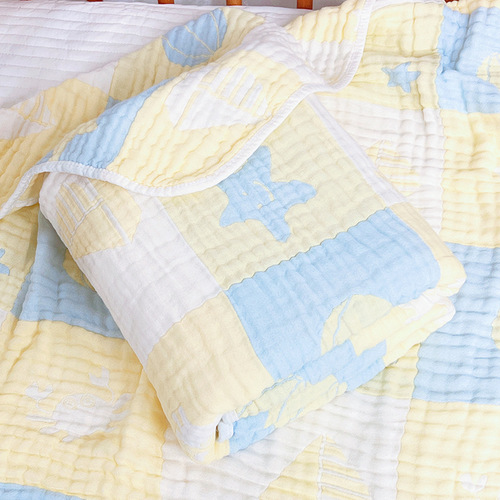 Bamboo cotton gauze jelly blanket baby bath towel bamboo fiber cartoon jacquard infant cover blanket air conditioning blanket soft and wrinkled