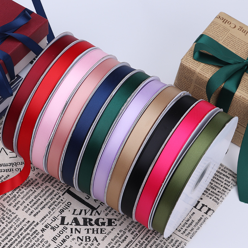 1,5 cm de doble cara de poliéster con arco DIY cinta ramo fresco fruta caja de regalo de embalaje accesorios de ropa de satén