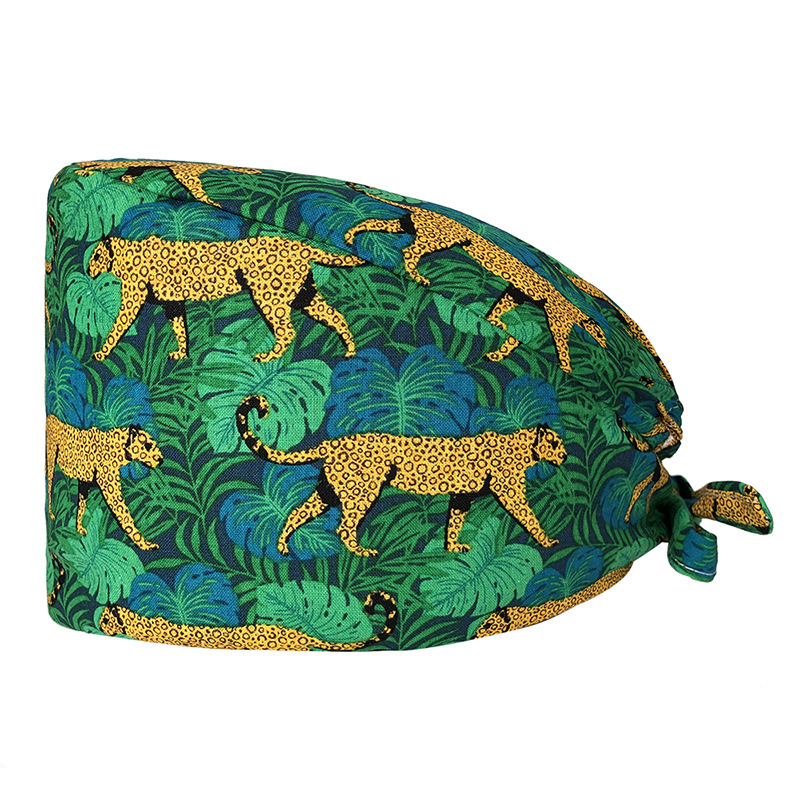 El algodón puro de las mujeres impresas europeas y americanas del sombrero de la enfermera de ICU con la toalla del sudor gorra quirúrgica del comercio exterior tapa de la cabeza del bolso entrega transfronteriza