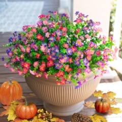 模造花7叉尤加利造花バイオレット小束緑植プラスチック花家庭生け花装飾人工花