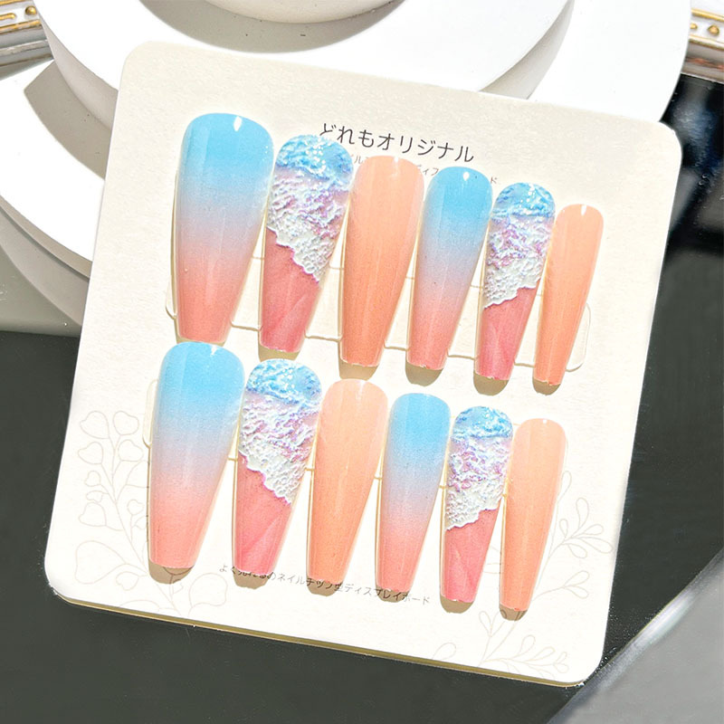 Nuevas uñas portátiles para adultos, uñas en relieve estéreo, parches de manicura, uñas postizas, uñas terminadas, uñas largas de ballet