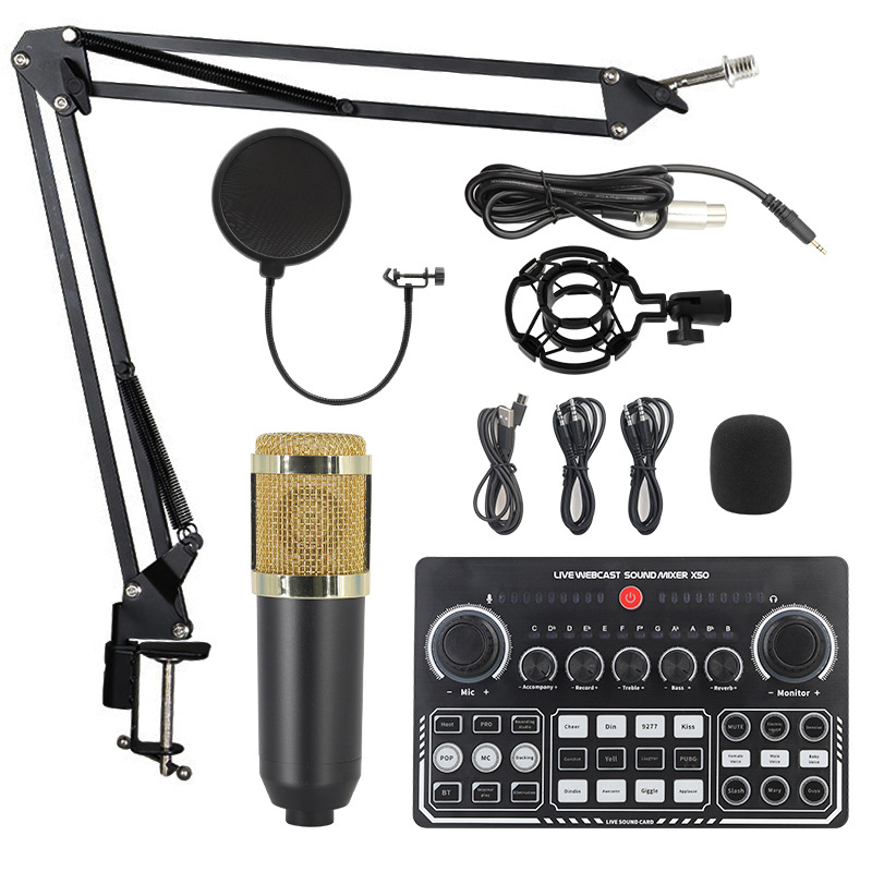 Micrófono BM800 con tarjeta de sonido V8S | Set completo para grabación, streaming y podcast