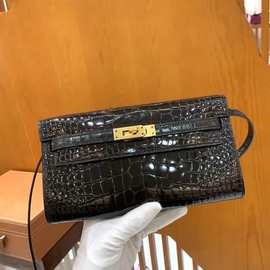 纯手工缝制to go凯莉包原厂原厂美洲鳄鱼皮woc手拿钱包单肩斜挎包