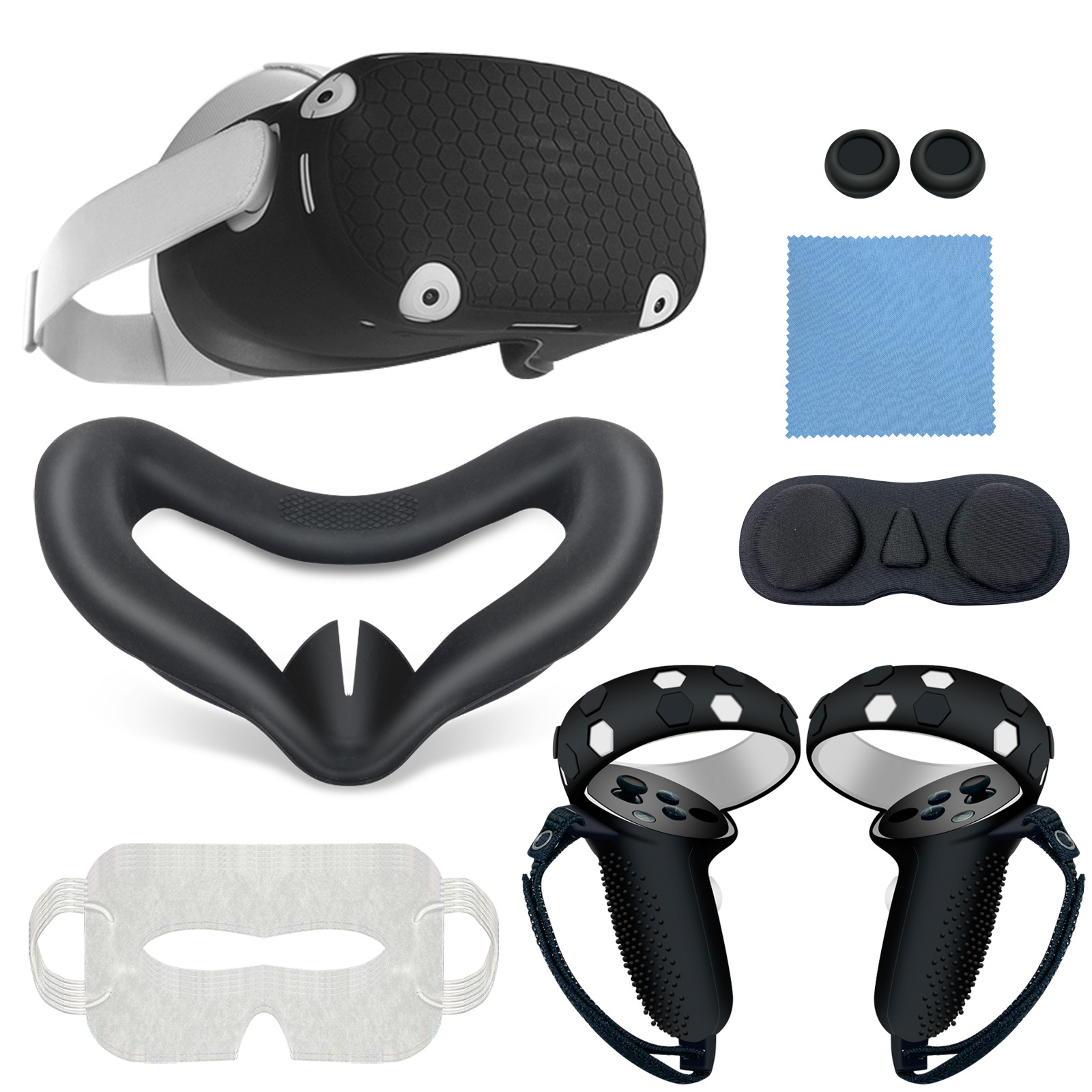 Oculus quest2 all-inclusive handle silicone protective cover host protective cover anti-slip and anti-fall 7-piece VR accessories