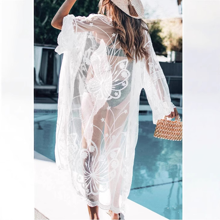 2020wish Explosions Amazon New Women's Beach Clothes Blouse Lace Cardigan Bikini Mesh Embroidered Cover 2020wish Explosions Amazon New Women's Beach Clothes Blouse Lace Cardigan Bikini Mesh Embroidered Cover