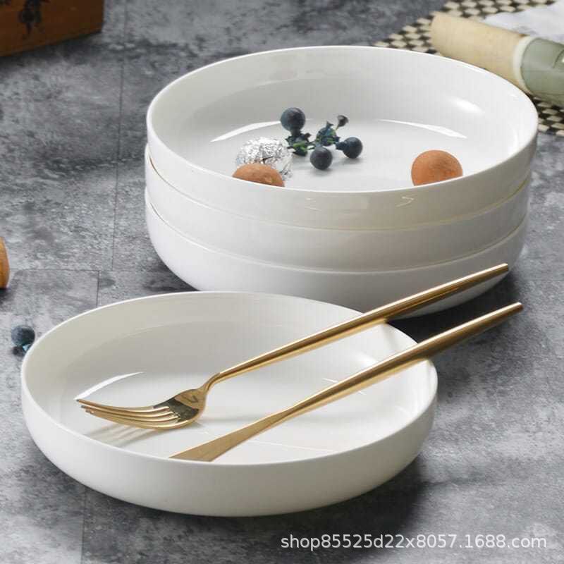 순수한 흰색 8 인치 빵 플레이트 세라믹 플레이트 접시 가정용 식기 접시 접시 접시 찜 달걀 커스터드 화이트