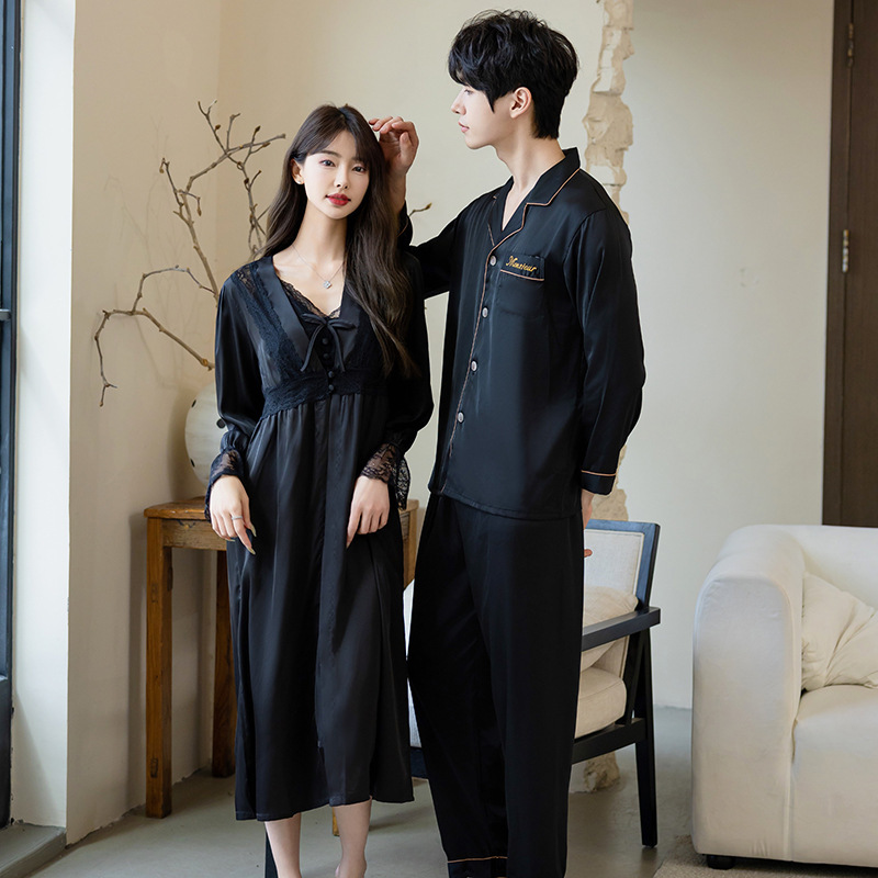 Couple's Pajamas Wedding Bride's Long Morning Gown Women's Padded Pajamas Ice Silk Men's Youth plus size suit Superior Couple's Pajamas Wedding Bride's Long Morning Gown Women's Padded Pajamas Ice Silk Men's Youth plus size suit Superior