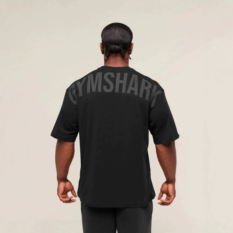 Gymshark Men's Oversized T-Shirt Summer Outdoor Sports Fitness Cotton Loose Fit Casual Short-Sleeved Top