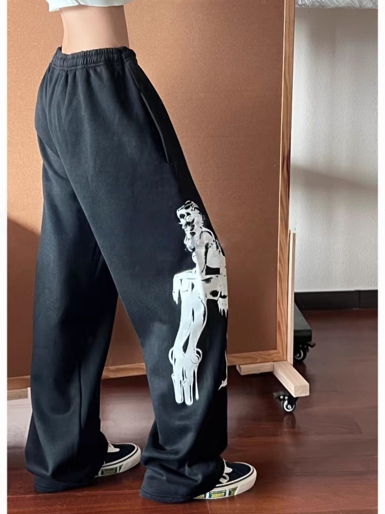 DeadlyDoll ~ americano perezoso hombre lento blanco y negro principal taza de pie alto de la mujer pull cordón elástico pantalones de cintura image 6