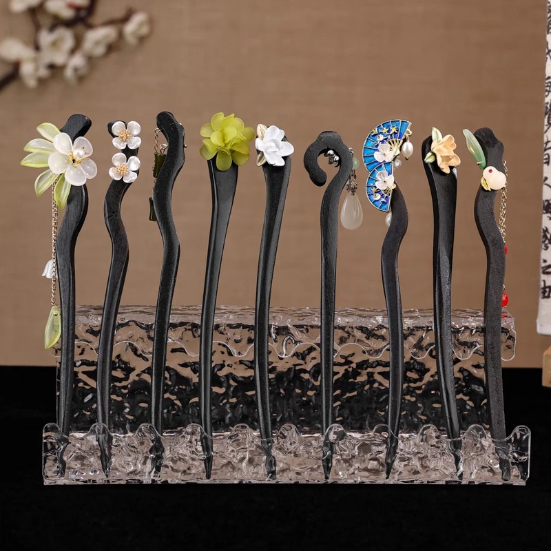 Nueva horquilla china 2025 nuevo estilo estilo antiguo horquilla mujer falda de cara de caballo de alta calidad estilo nacional horquilla de madera paso a paso horquilla tocado