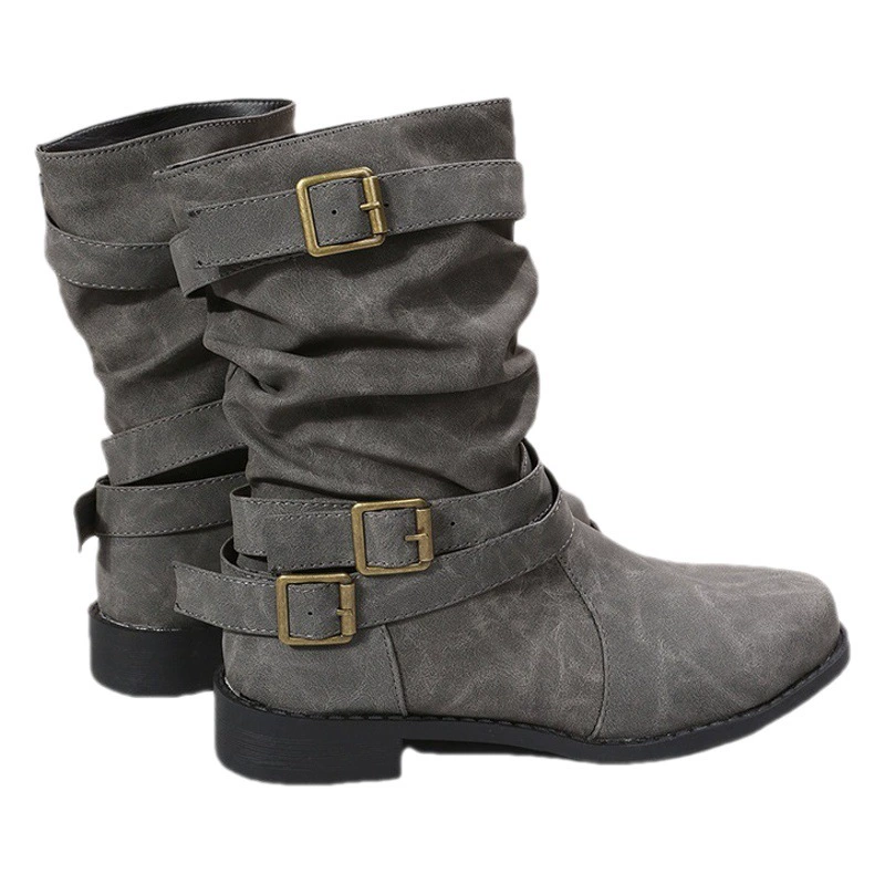 Трансграничные женские сапоги больших размеров в Европе и США 2022, осенне-зимние новые женские сапоги на плоской подошве и низком каблуке, сапоги Amazon для внешней торговли, женская партия