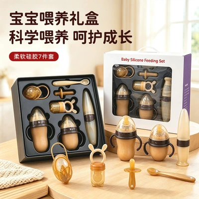 Силиконовая бутылочка с наносеребром ручками и трубочкой
