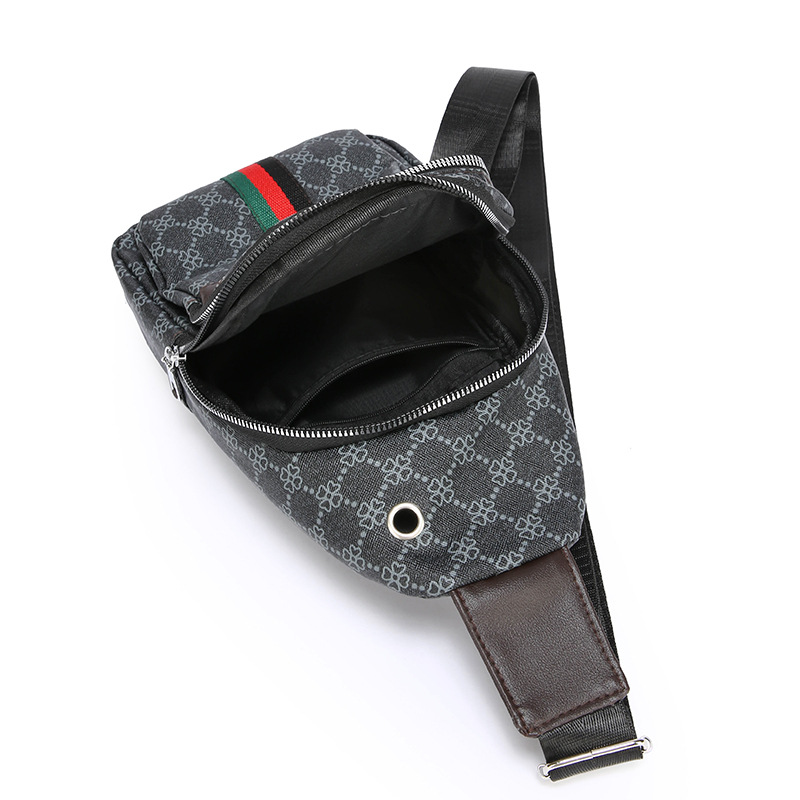 Bolso de pecho de negocios de ocio transfronterizo de tendencia de hombre impresión PU simple bolso de hombro anti-dropper viaje mochila portátil