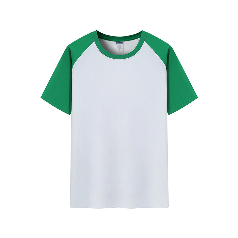 Verano nuevo 200g Raglan color a juego de manga corta camiseta juventud algodón retro contraste suelto color cuello redondo top
