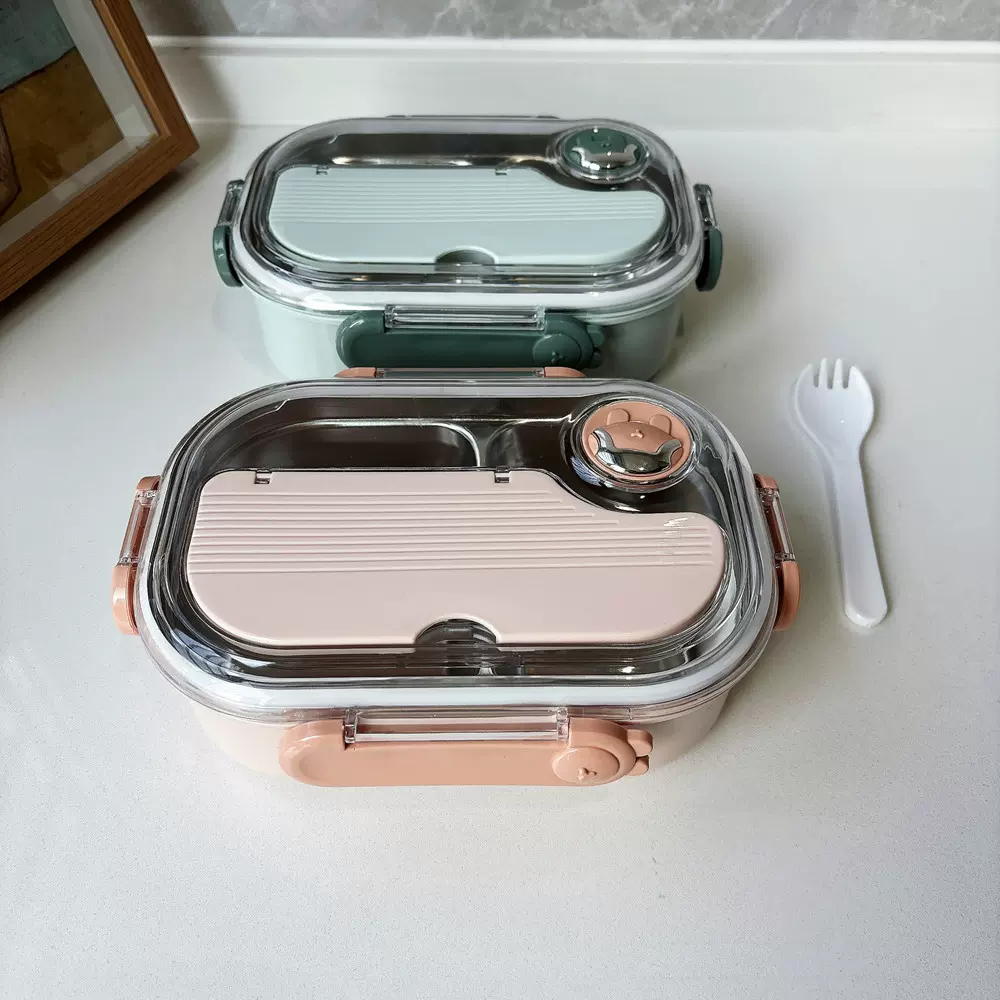 食品级304不锈钢饭盒日式高颜值便当盒儿童小学生专用分格午餐盒