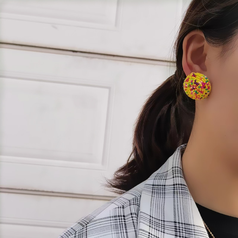 1 Pair Bohemian Ball Seed Bead Women's Ear Studs display picture 5
