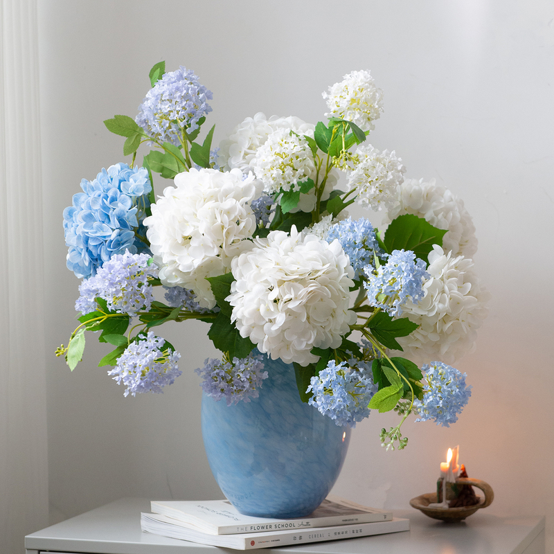Realistic Hydrangea Bouquet with a Soft Touch, Blue and White Color Scheme, Home Decor Piece for Living Room and Bedroom, Handmade Floral Arrangement Set Realistic Hydrangea Bouquet with a Soft Touch, Blue and White Color Scheme, Home Decor Piece for Living Room and Bedroom, Handmade Floral Arrangement Set