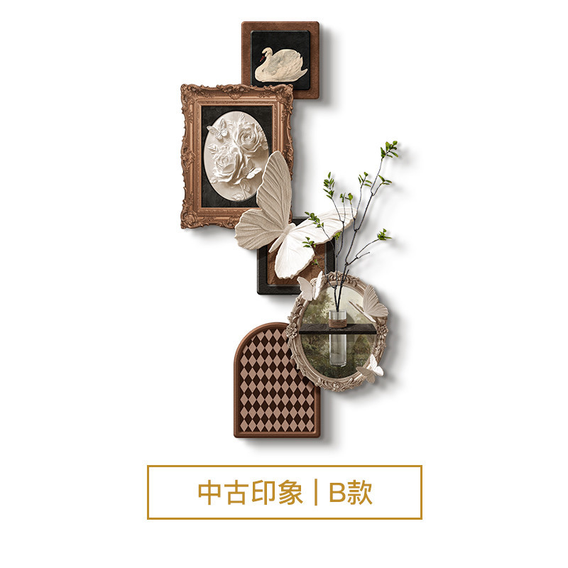DIY 水耕栽培緑植物玄関装飾絵画アンティークスタイルハイエンド砂岩花瓶付き廊下通路壁画|undefined