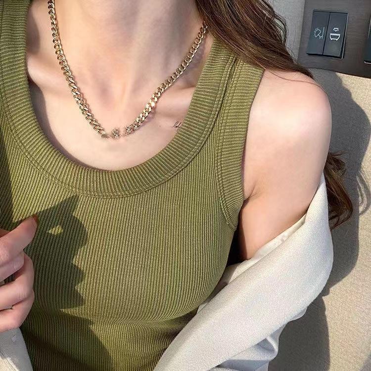 South Korea's Dongdaemun Women's Thermal Vest With Velvet And Thickening Can Be Worn As AVersatile Vest Solid Color Sleeveless Bottoming Shirt For Women