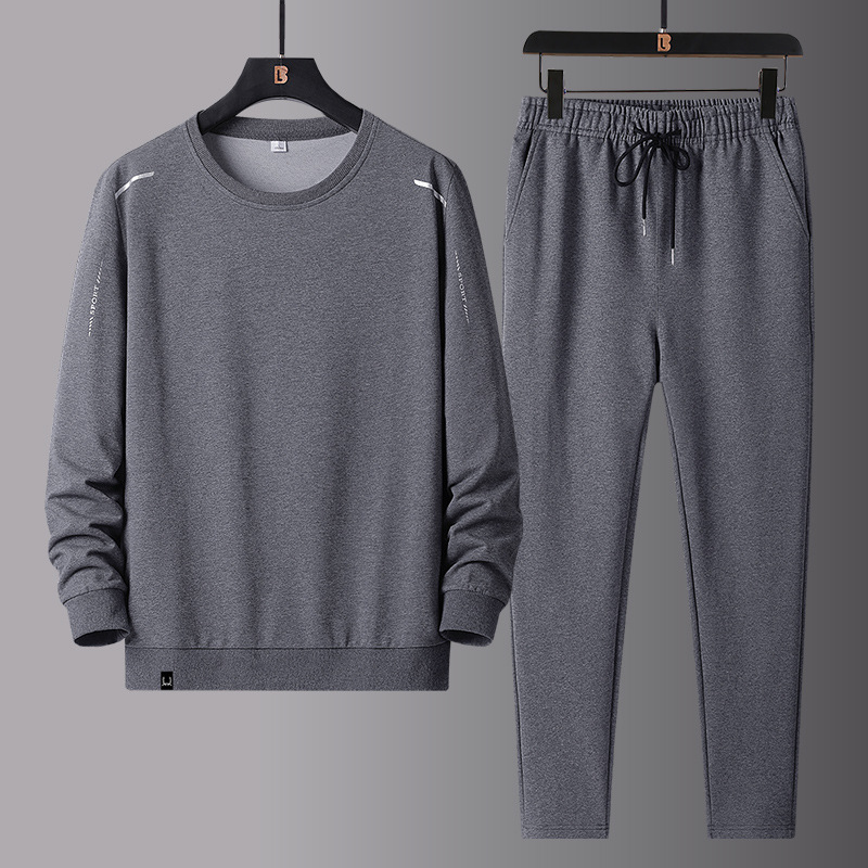 Conjunto deportivo transfronterizo para hombre, primavera y otoño, chaqueta holgada con cuello alto, pantalones de pierna recta de talla grande, conjunto de dos piezas, sudadera para hombre, comercio exterior.