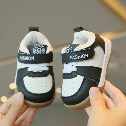 Spring and Autumn Baby Learning to Walk Shoes, Soft Sole Anti-Slip Boy Infant Board Shoes, Sports Magic Tape Girl's White Shoes Wholesale Price