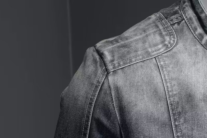 Veste en jean tendance pour homme, style rétro décontracté européen et américain, grandes tailles, col montant, fermeture éclair, idéale pour le cyclisme et la moto_voghion.com