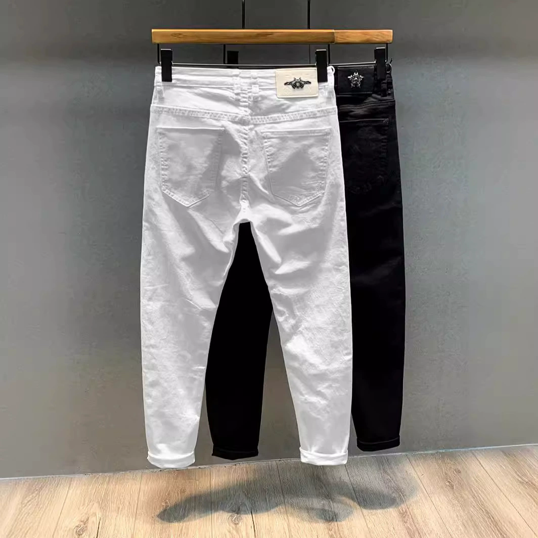Spring black jeans, white cotton trousers, Korean style