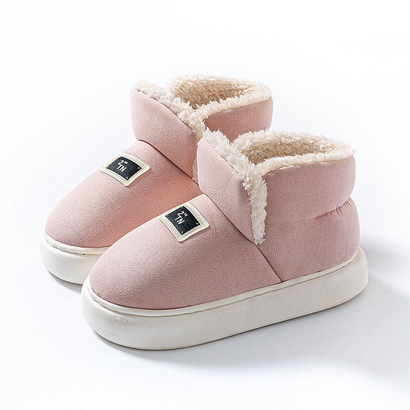 Bolsillo de colores zapatillas de algodón de invierno de otoño para mujeres zapatillas de algodón de peluche caseras cómodas zapatillas de calentamiento de pareja botas de nieve