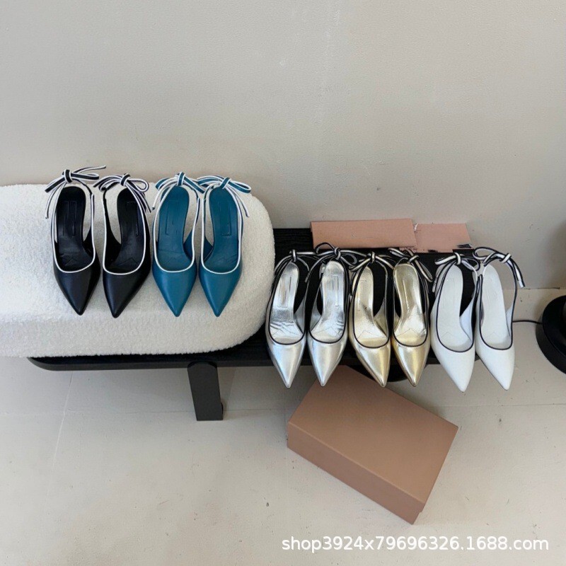 2025 New Style Genuine Leather Pointed Toe Ankle Strap High Heels One-Line Buckle Elegant Stiletto Toe Sandals Women's Shoes